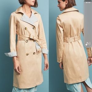 NWT Anthropologie Gingham detail trench XL